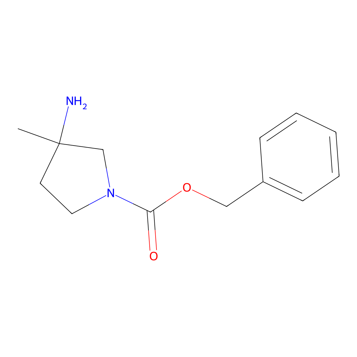 Benzyl 3-amino-3-methylpyrrolidine-1-carboxylate molecular structure, CAS 1215020-90-8
