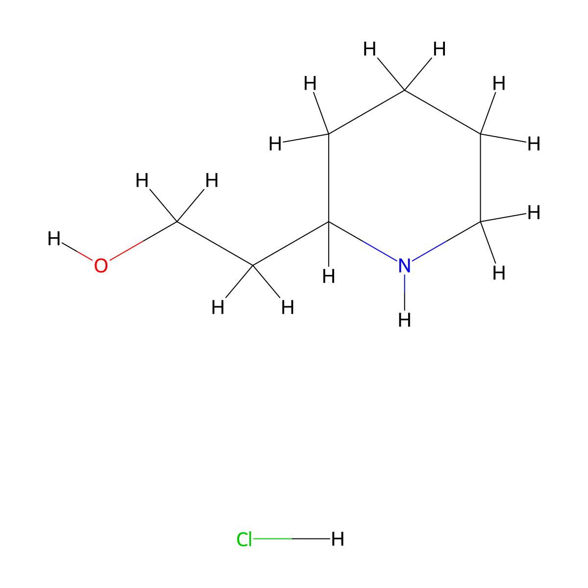 2-(Piperidin-2-yl)ethanol hydrochloride molecular structure, CAS 1215020-95-3