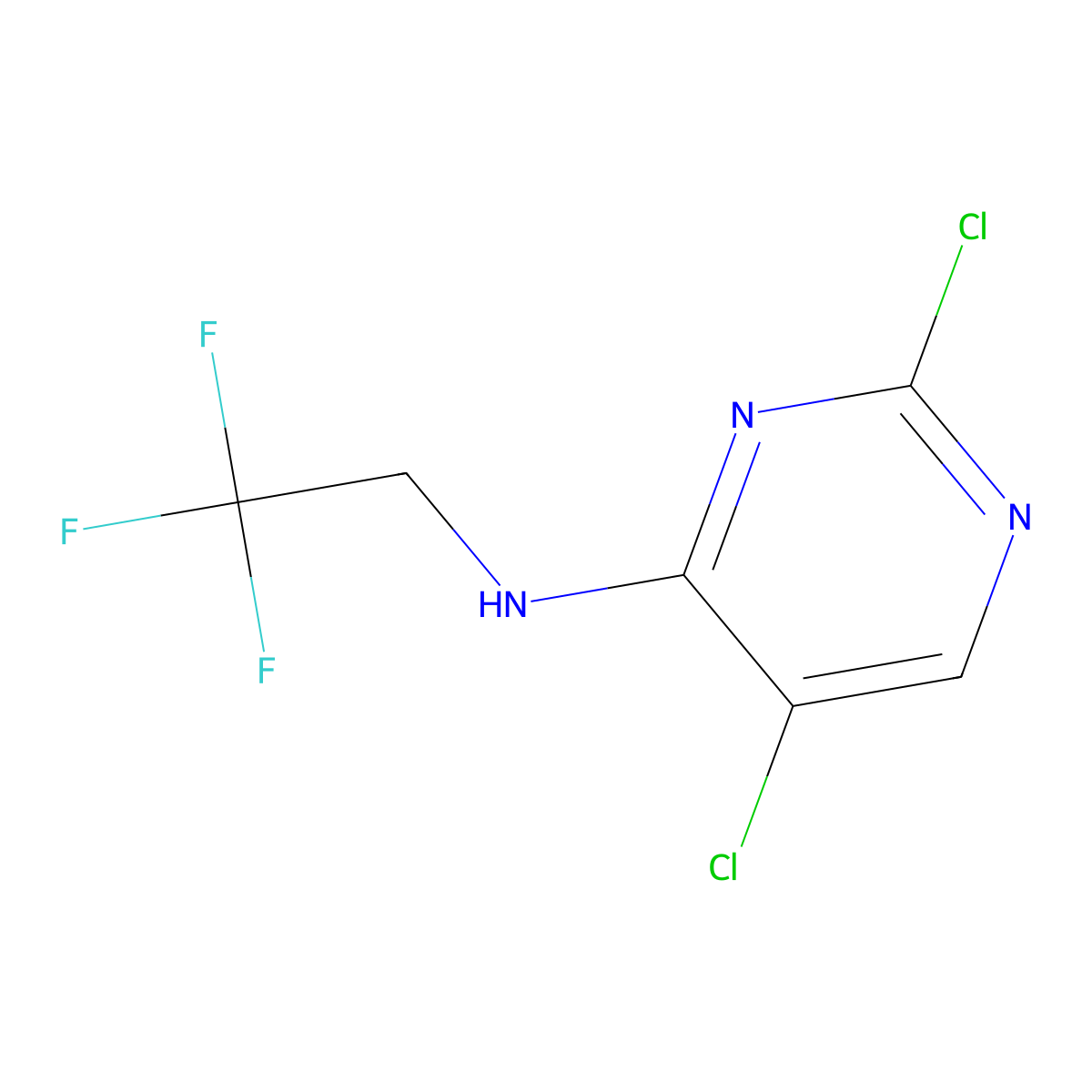 2,5-dichloro-N-(2,2,2-trifluoroethyl)pyrimidin-4-amine molecular structure, CAS 1215034-20-0