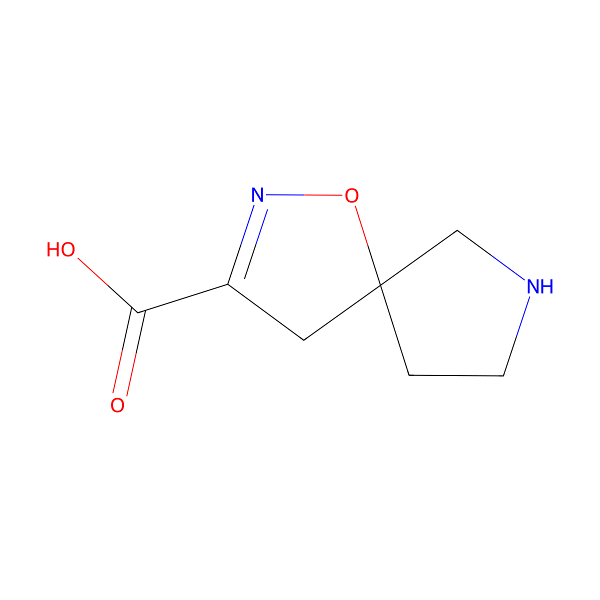 1-Oxa-2,7-diazaspiro[4.4]non-2-ene-3-carboxylic acid molecular structure, CAS 1215034-84-6