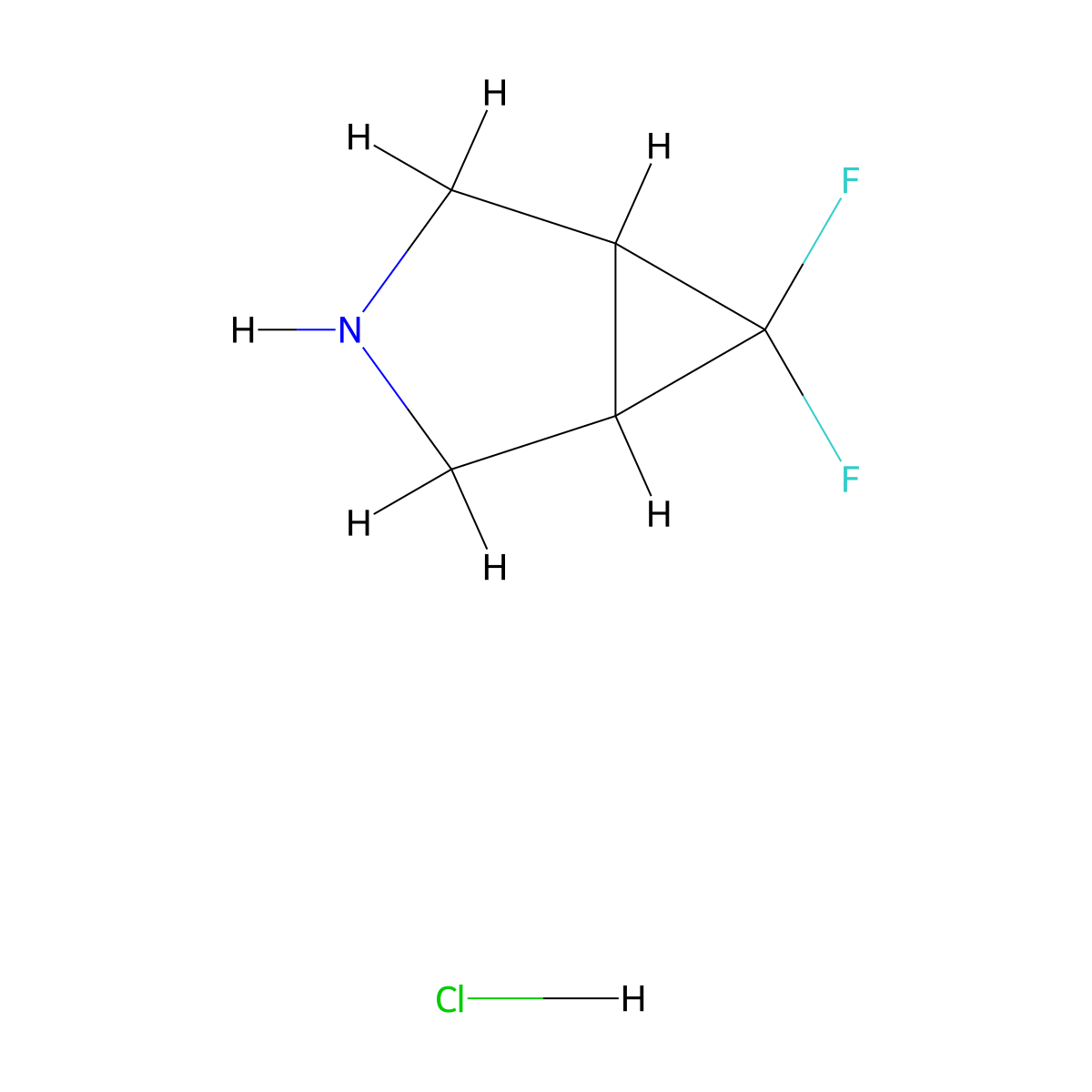 6,6-Difluoro-3-azabicyclo[3.1.0]hexane hydrochloride molecular structure, CAS 1215071-13-8