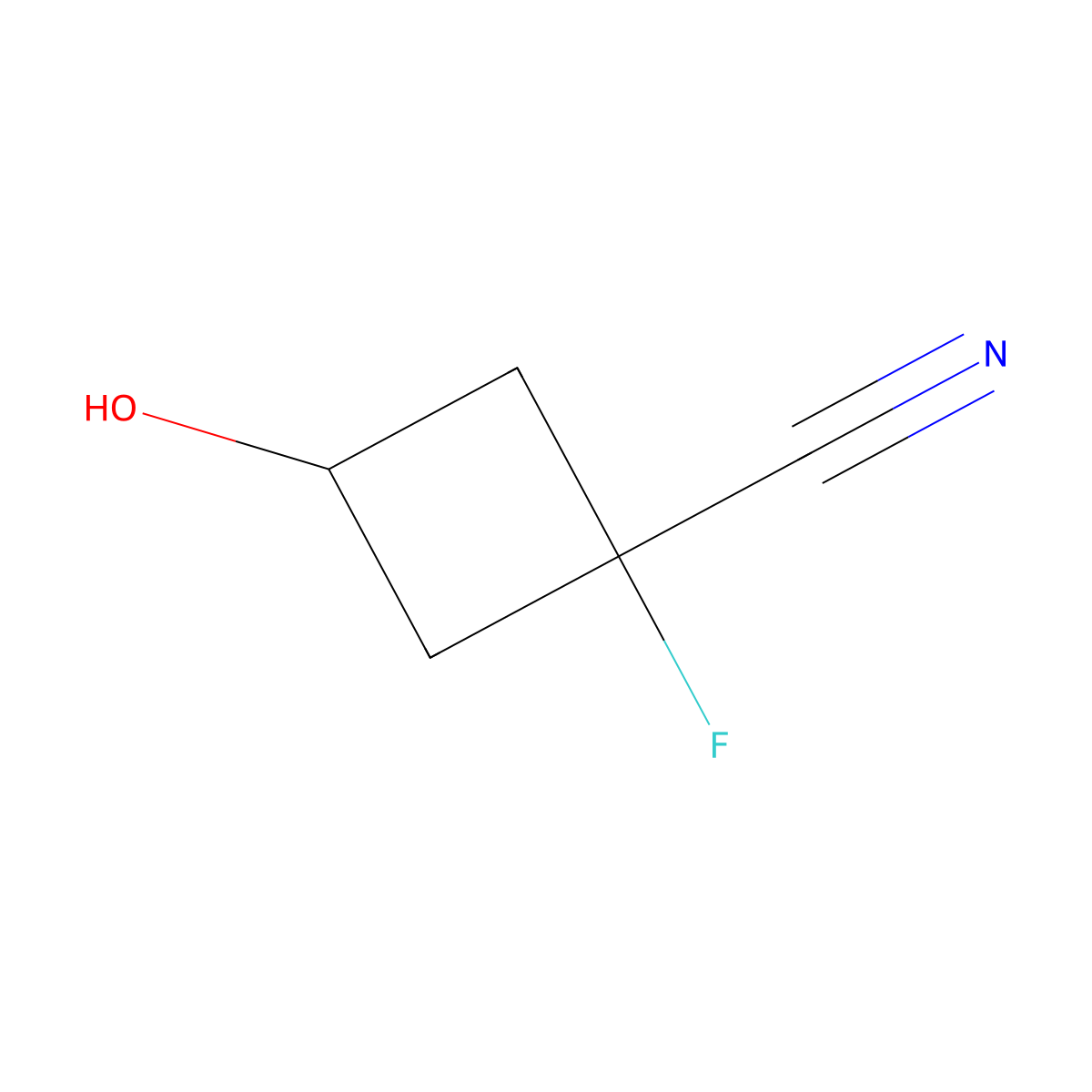 1-Fluoro-3-hydroxycyclobutanecarbonitrile molecular structure, CAS 1215071-22-9