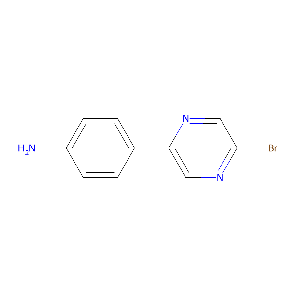 2-Bromo-5-(4-aminophenyl)pyrazine molecular structure, CAS 1215071-24-1