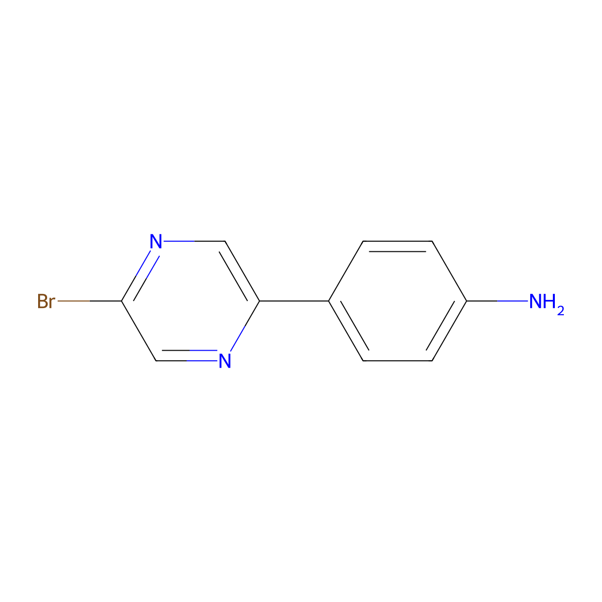 2-Bromo-5-(4-aminophenyl)pyrazine molecular structure, CAS 1215071-24-1