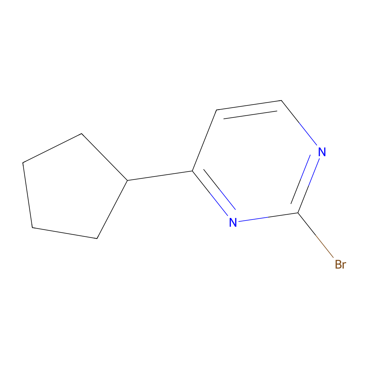 2-Bromo-4-(cyclopentyl)pyrimidine molecular structure, CAS 1215071-34-3