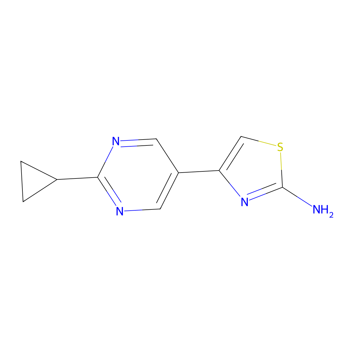 2-Amino-4-(2-cyclopropylpyrimidyl-5-yl)thiazole molecular structure, CAS 1215071-43-4