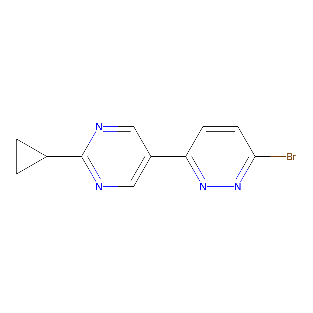 3-Bromo-6-(2-cyclopropylpyrimidyl-5-yl)pyridazine molecular structure, CAS 1215071-46-7