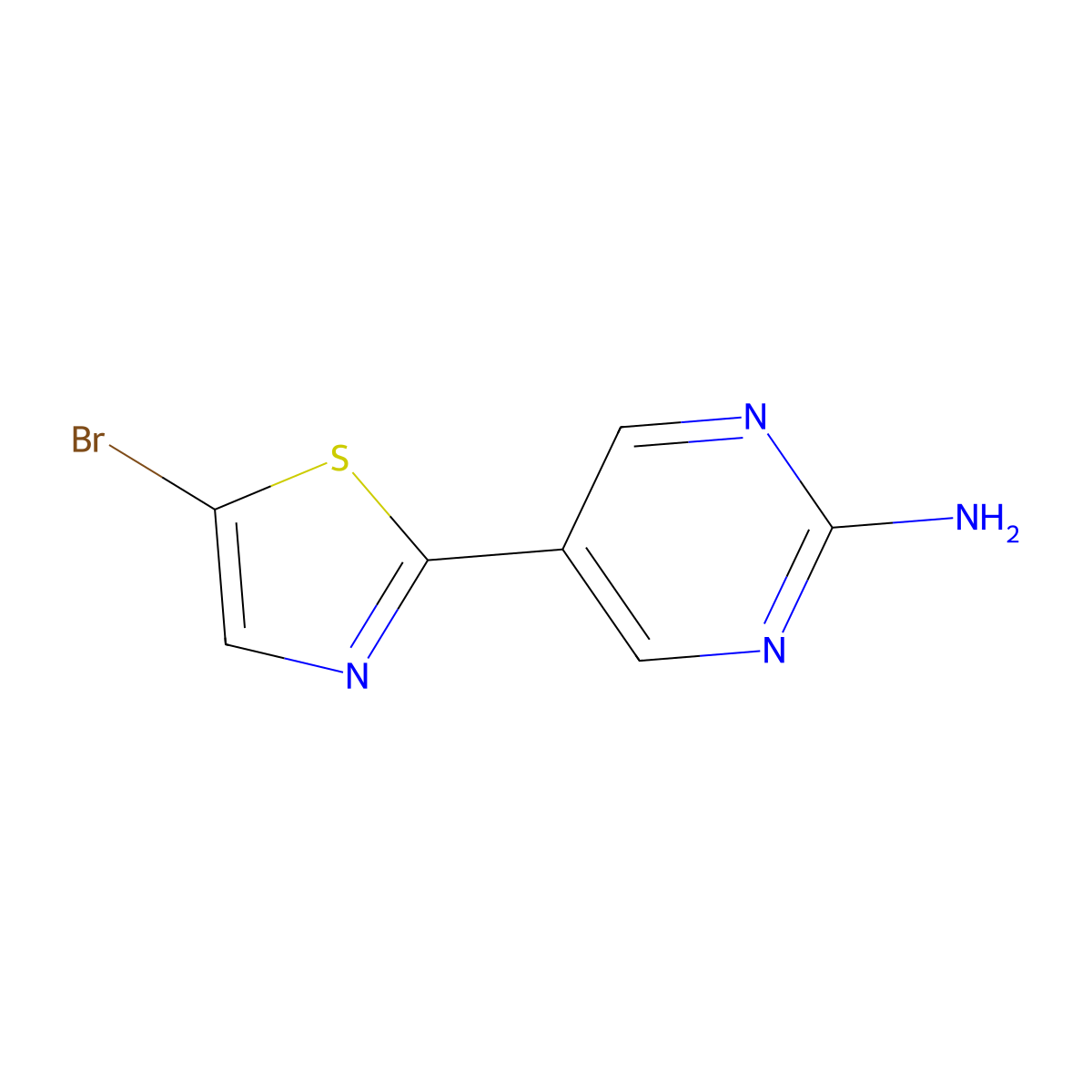 5-Bromo-2-(2-aminopyrimidyl-5-yl)thiazole molecular structure, CAS 1215071-48-9