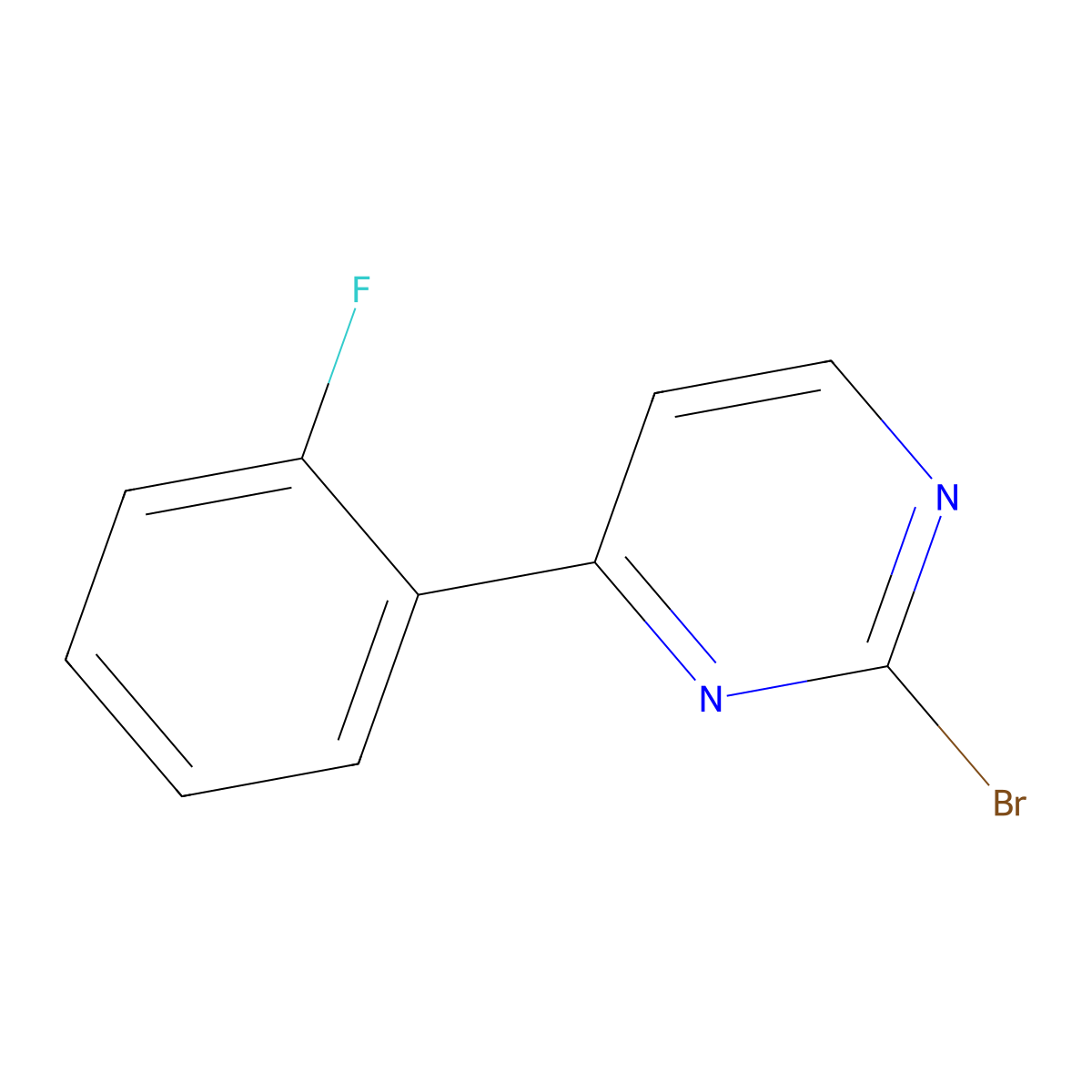 2-Bromo-4-(2-fluorophenyl)pyrimidine molecular structure, CAS 1215071-49-0