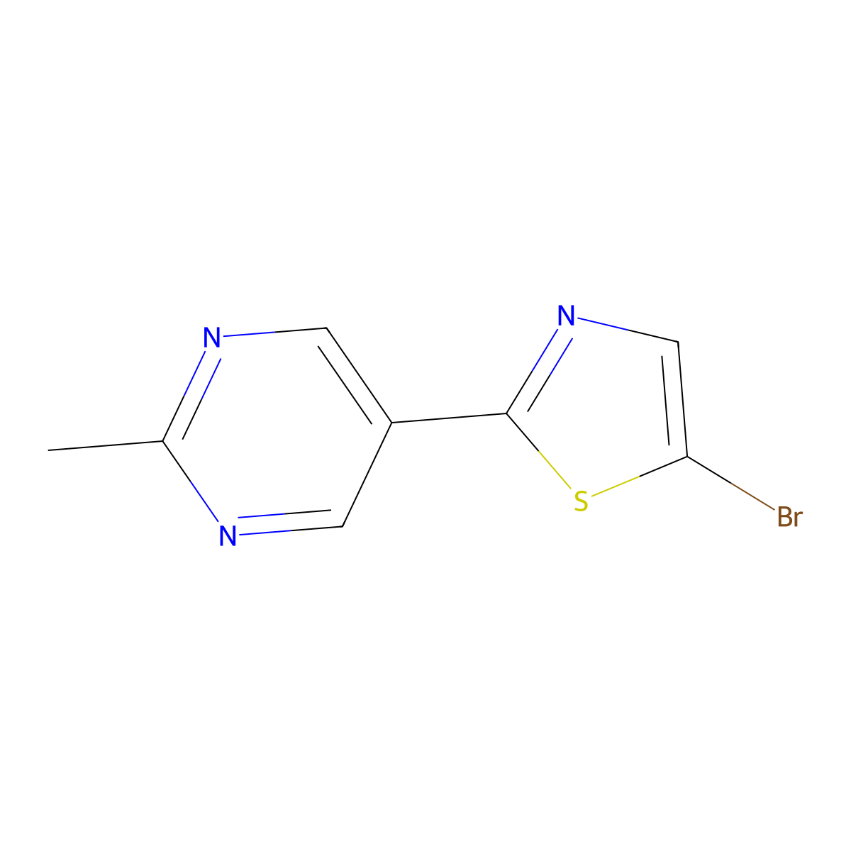 5-Bromo-2-(2-methylpyrimidyl-5-yl)thiazole molecular structure, CAS 1215071-50-3