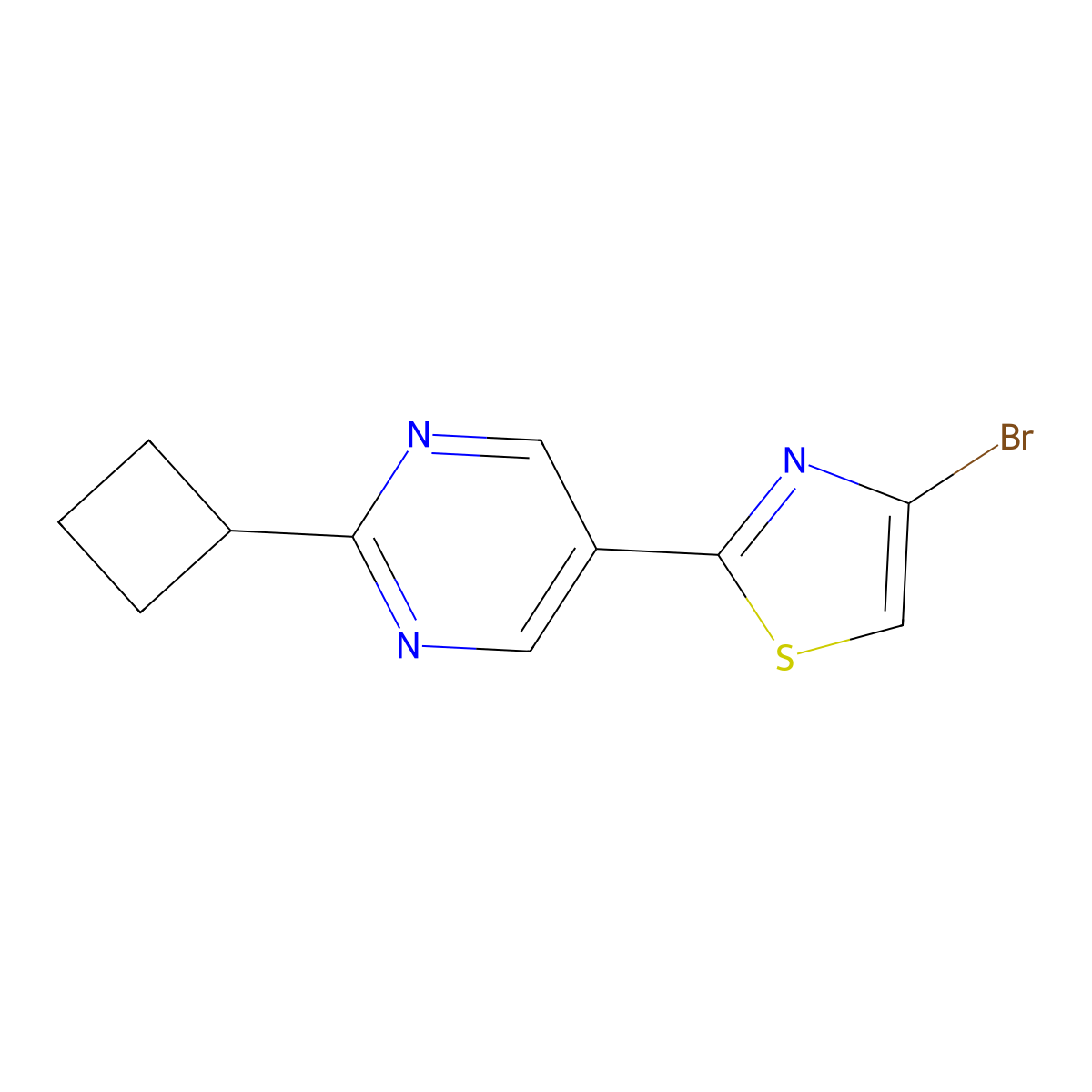 4-Bromo-2-(2-cyclobutylpyrimidyl-5-yl)thiazole molecular structure, CAS 1215071-55-8