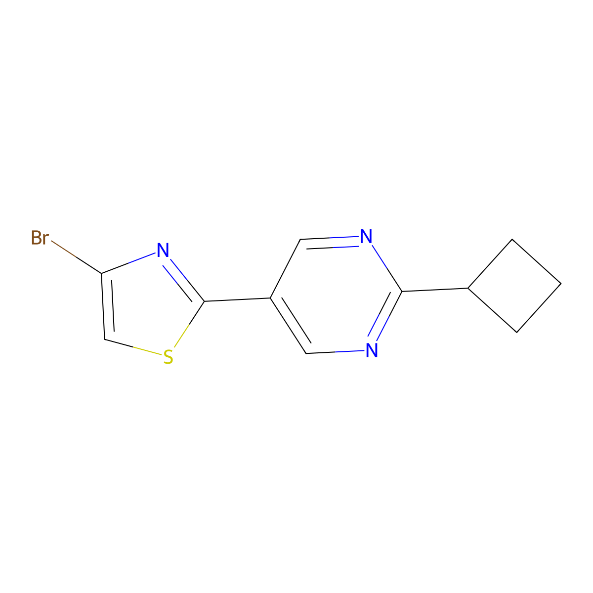 4-Bromo-2-(2-cyclobutylpyrimidyl-5-yl)thiazole molecular structure, CAS 1215071-55-8