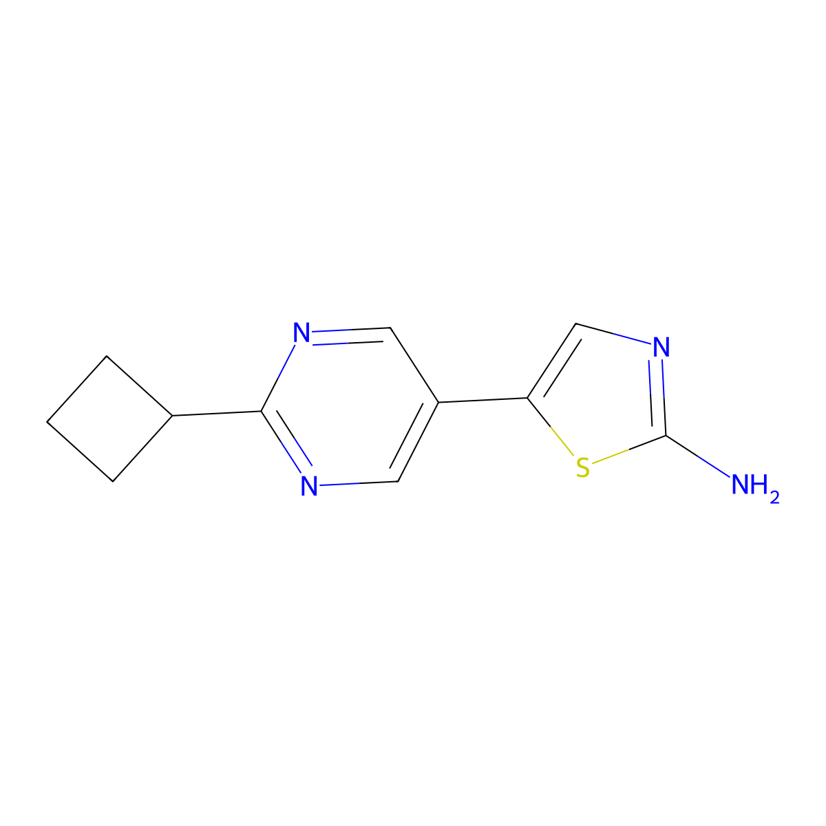 2-Amino-5-(2-cyclobutylpyrimidyl-5-yl)thiazole molecular structure, CAS 1215071-56-9