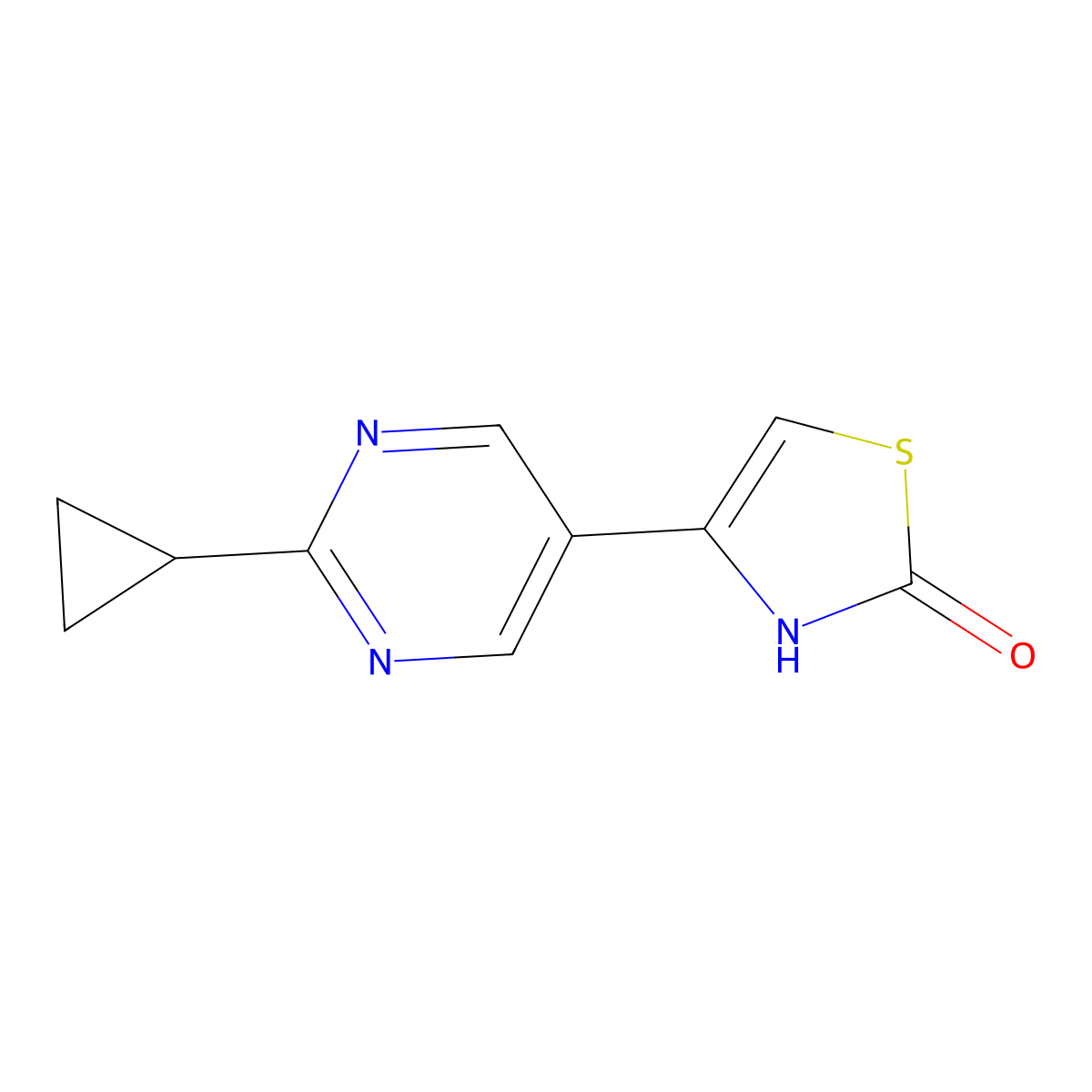 2-Hydroxy-4-(2-cyclopropylpyrimidyl-5-yl)thiazole molecular structure, CAS 1215071-60-5