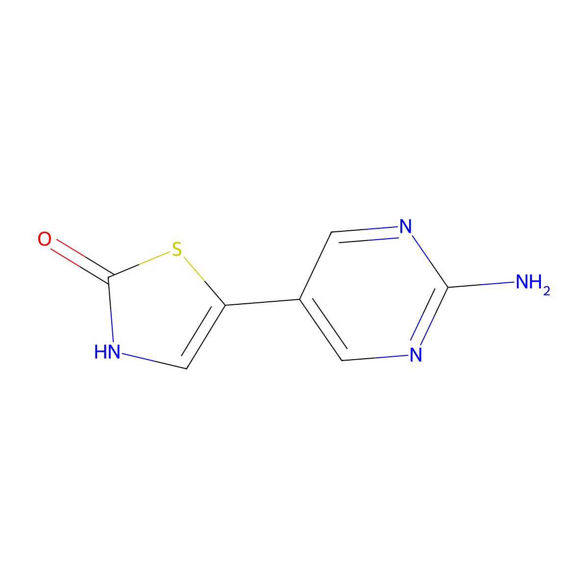 2-Hydroxy-5-(2-aminopyrimidyl-5-yl)thiazole molecular structure, CAS 1215071-63-8