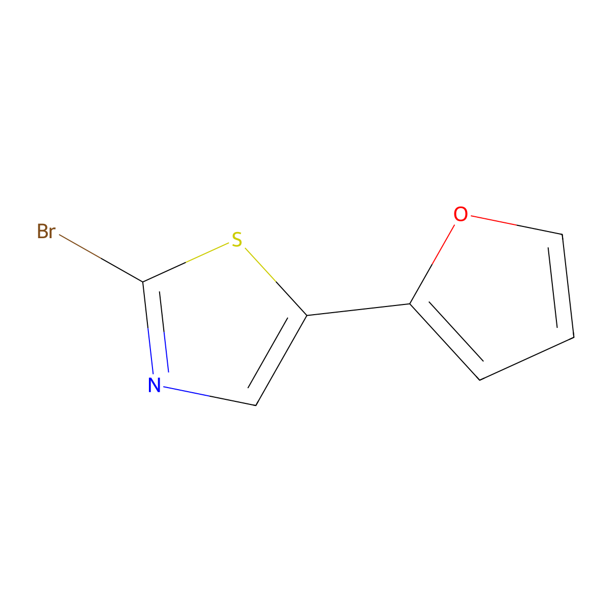 Thiazole, 2-bromo-5-(2-furanyl)- molecular structure, CAS 1215071-70-7