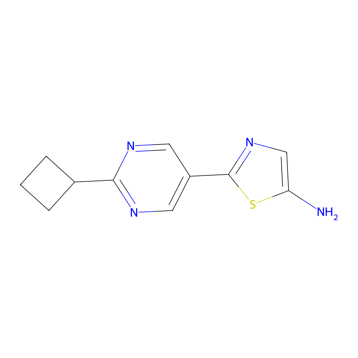 5-Amino-2-(2-cyclobutylpyrimidyl-5-yl)thiazole molecular structure, CAS 1215071-76-3