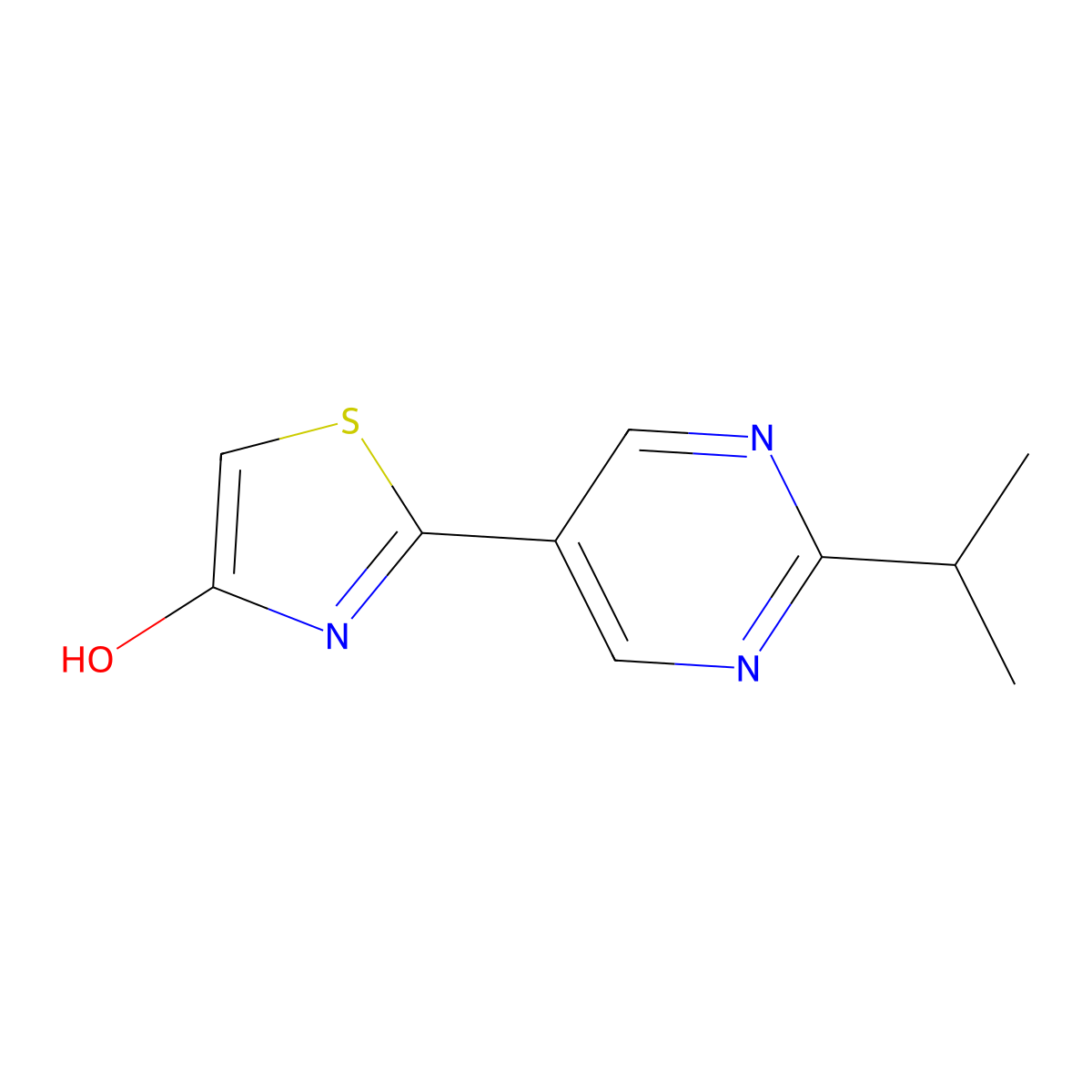 4-Hydroxy-2-(2-iso-propylpyrimidyl-5-yl)thiazole molecular structure, CAS 1215071-79-6