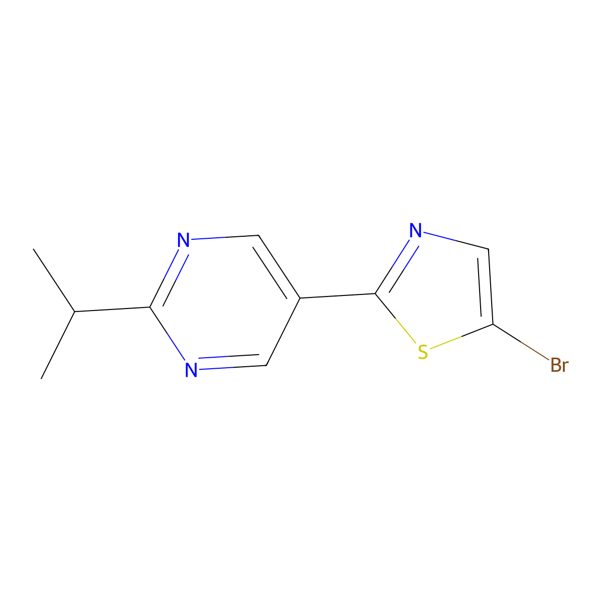 5-Bromo-2-(2-iso-propylpyrimidyl-5-yl)thiazole molecular structure, CAS 1215071-81-0