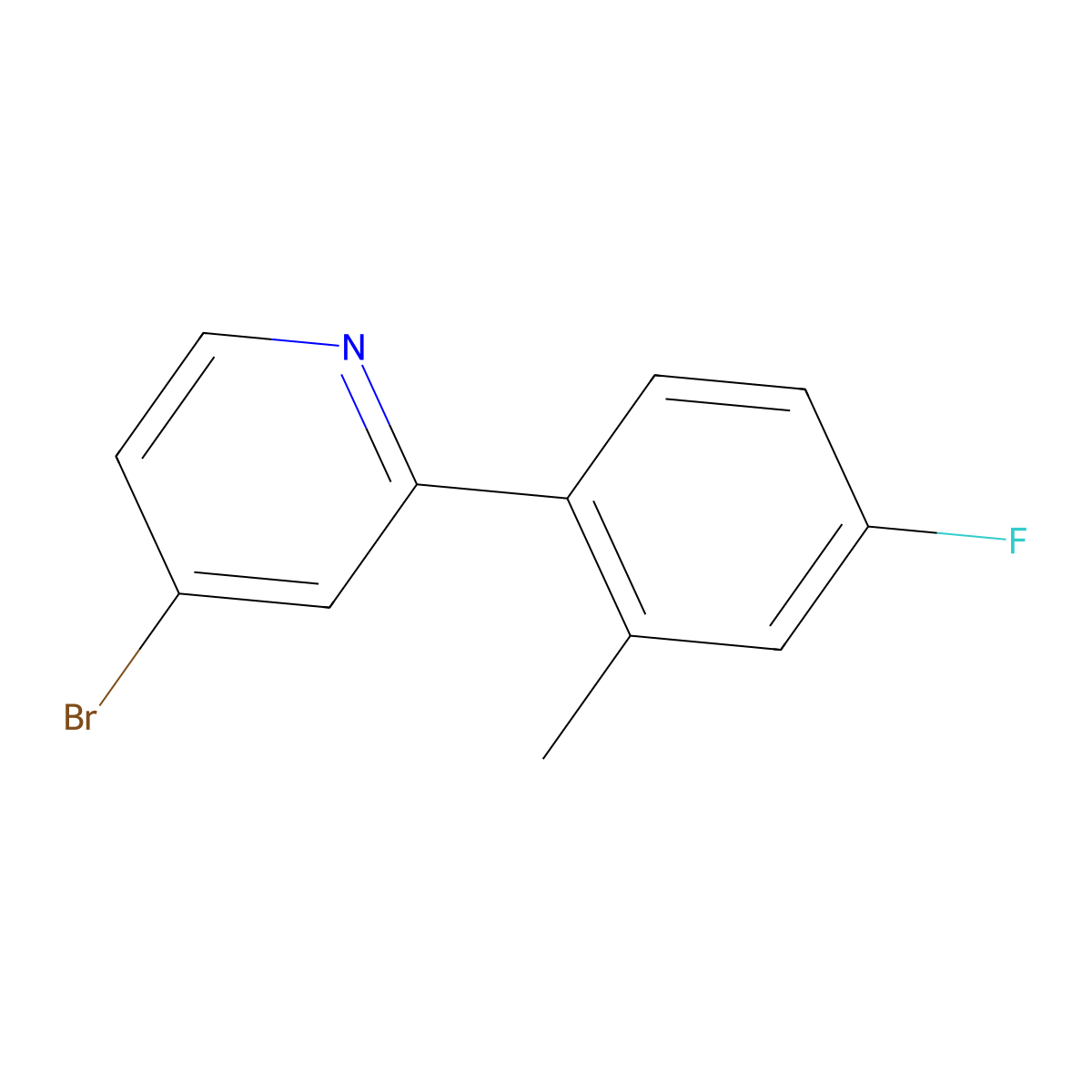 4-Bromo-2-(2-methyl-4-fluorophenyl)pyridine molecular structure, CAS 1215071-86-5