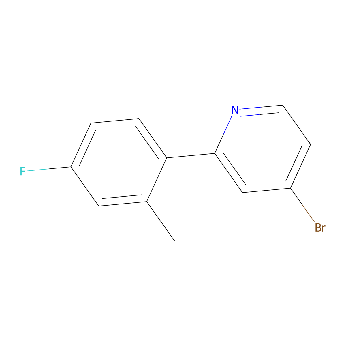 4-Bromo-2-(2-methyl-4-fluorophenyl)pyridine molecular structure, CAS 1215071-86-5