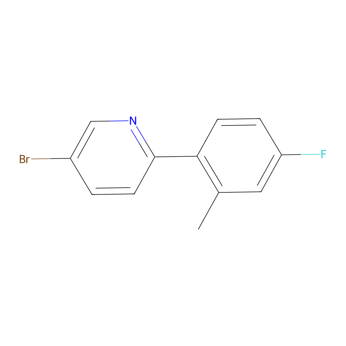 3-Bromo-6-(2-methyl-4-fluorophenyl)pyridine molecular structure, CAS 1215071-92-3