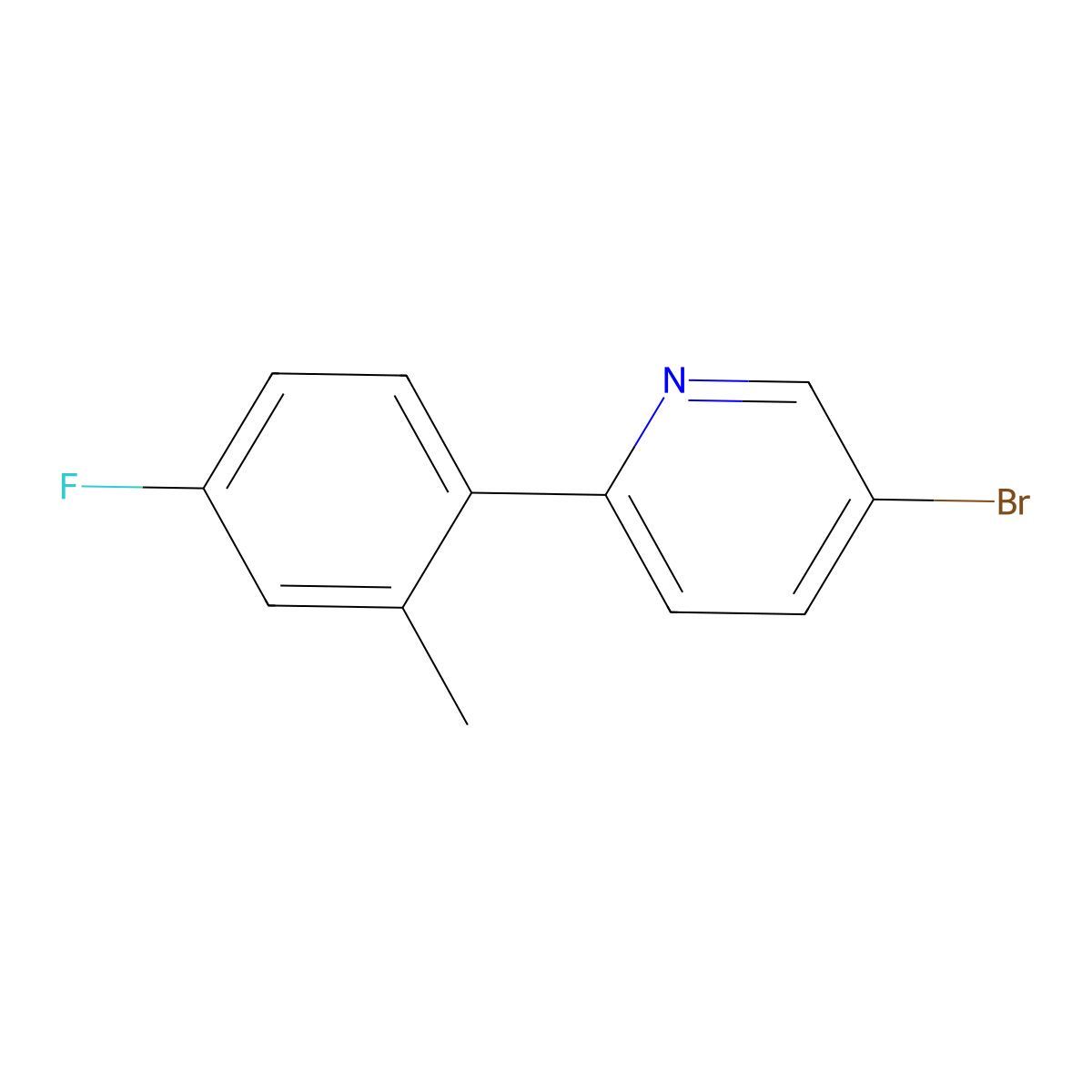 3-Bromo-6-(2-methyl-4-fluorophenyl)pyridine molecular structure, CAS 1215071-92-3
