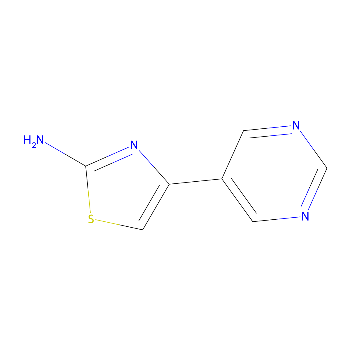 4-(Pyrimidin-5-yl)thiazol-2-amine molecular structure, CAS 1215071-99-0