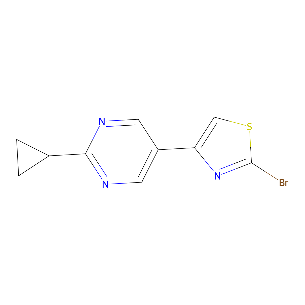2-Bromo-4-(2-cyclopropylpyrimidyl-5-yl)thiazole molecular structure, CAS 1215072-04-0