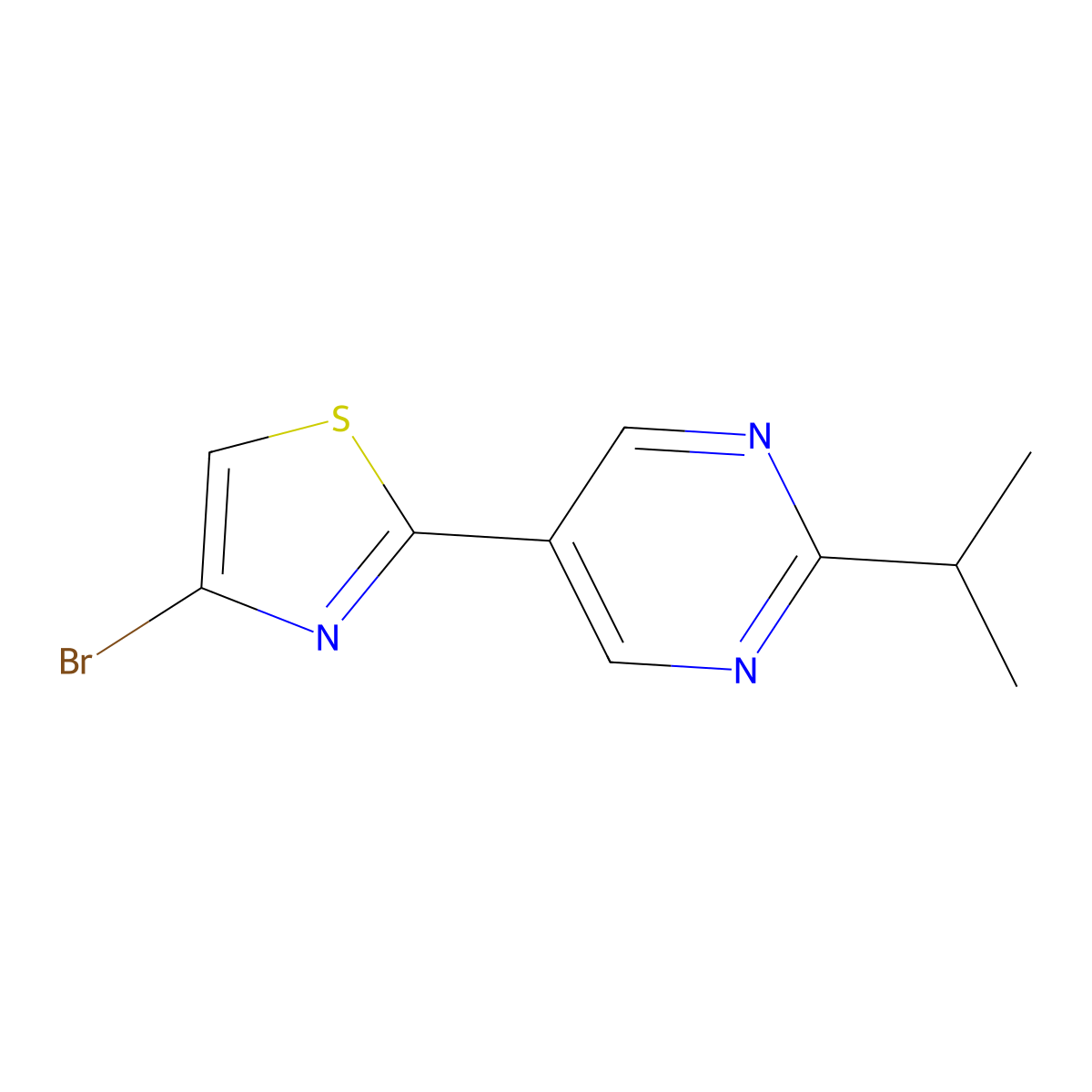 4-Bromo-2-(2-iso-propylpyrimidyl-5-yl)thiazole molecular structure, CAS 1215072-12-0