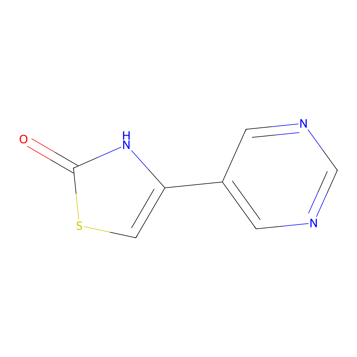 2-Hydroxy-4-(5-pyrimidyl)thiazole molecular structure, CAS 1215072-18-6