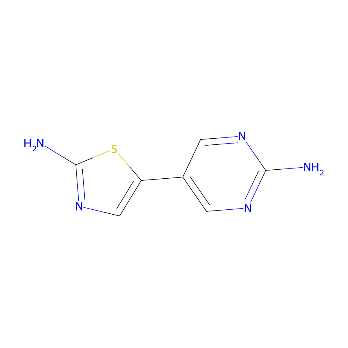 2-Amino-5-(2-aminopyrimidyl-5-yl)thiazole molecular structure, CAS 1215072-23-3