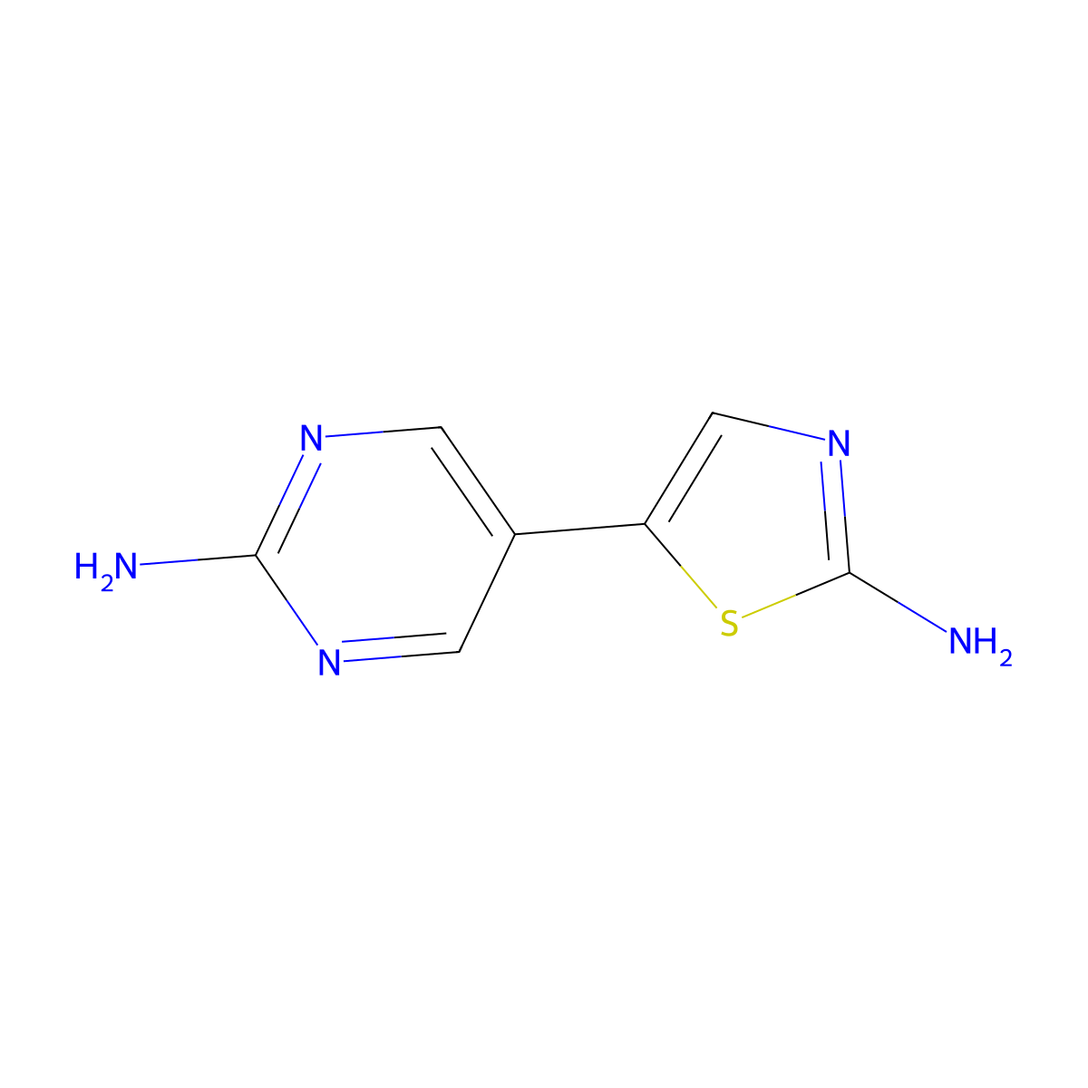 2-Amino-5-(2-aminopyrimidyl-5-yl)thiazole molecular structure, CAS 1215072-23-3