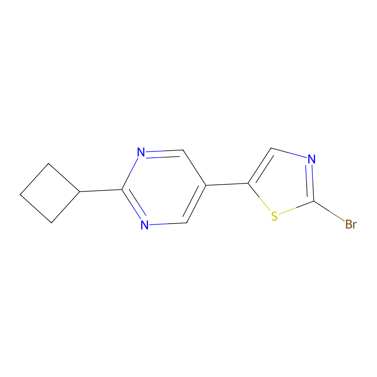 2-Bromo-5-(2-cyclobutylpyrimidyl-5-yl)thiazole molecular structure, CAS 1215072-42-6