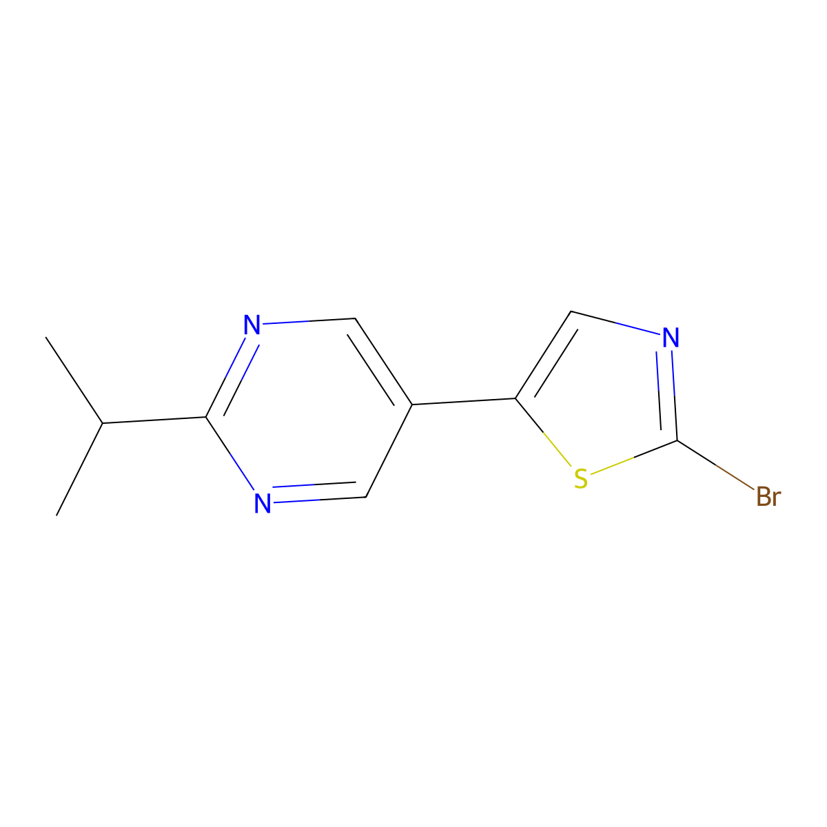2-Bromo-5-(2-iso-propylpyrimidyl-5-yl)thiazole molecular structure, CAS 1215072-45-9