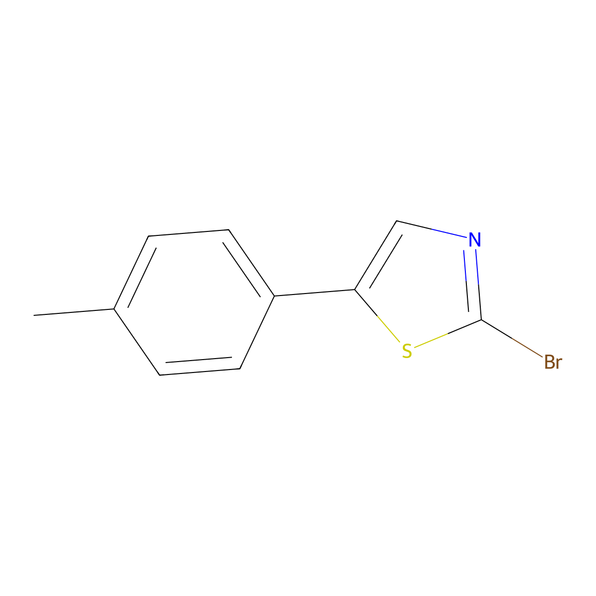 Thiazole, 2-bromo-5-(4-methylphenyl)- molecular structure, CAS 1215072-50-6