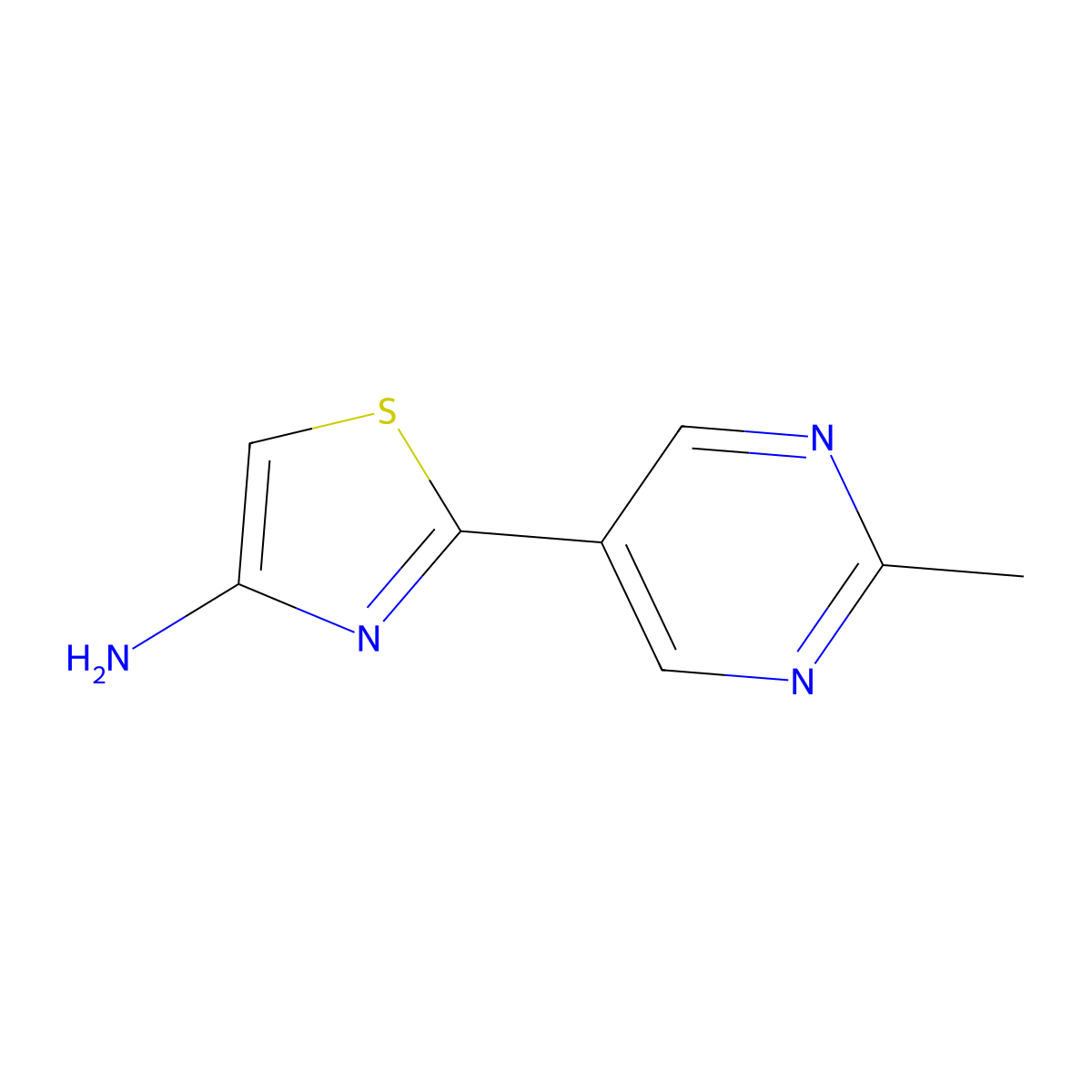 4-Amino-2-(2-methylpyrimidyl-5-yl)thiazole molecular structure, CAS 1215072-53-9