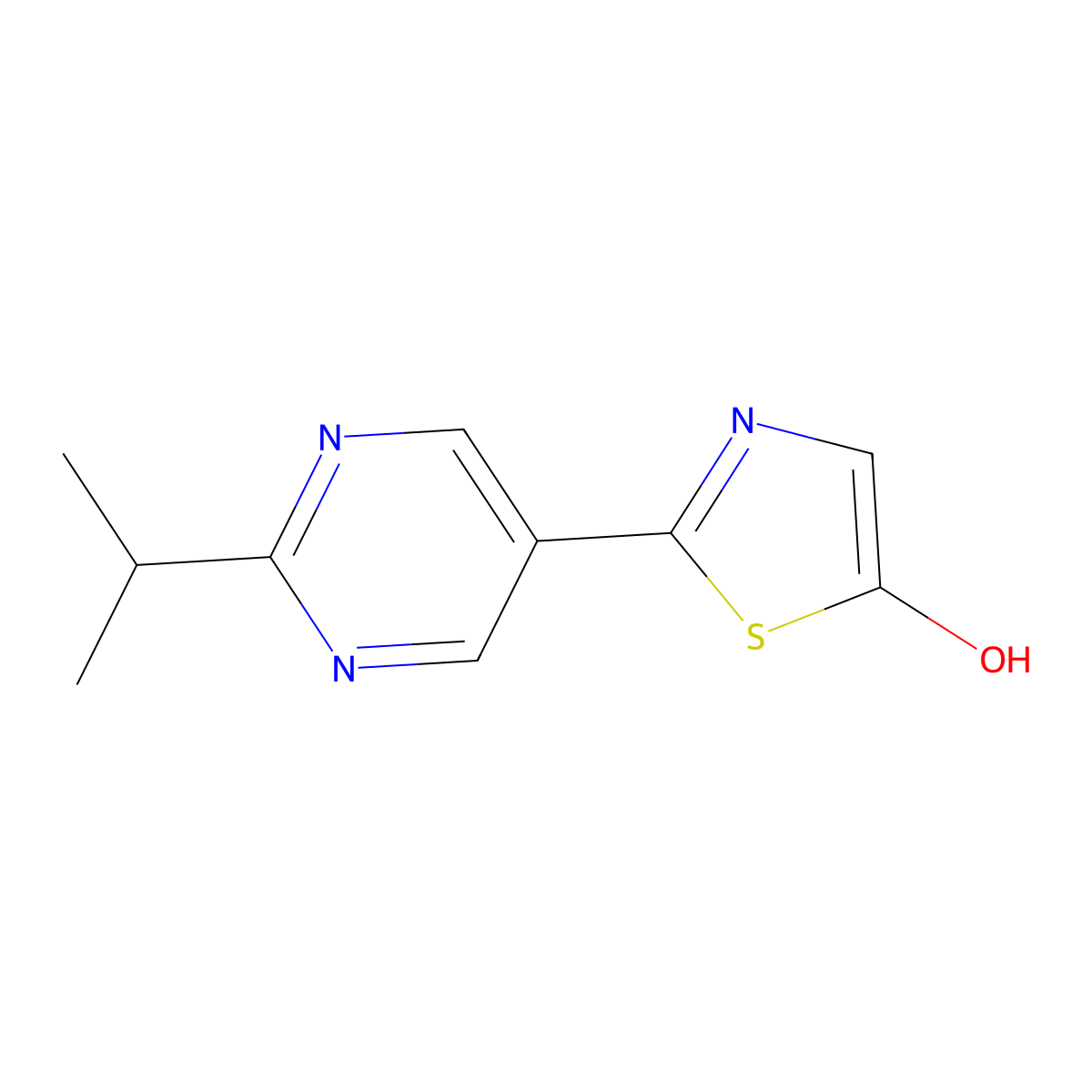 5-Hydroxy-2-(2-iso-propylpyrimidyl-5-yl)thiazole molecular structure, CAS 1215072-56-2