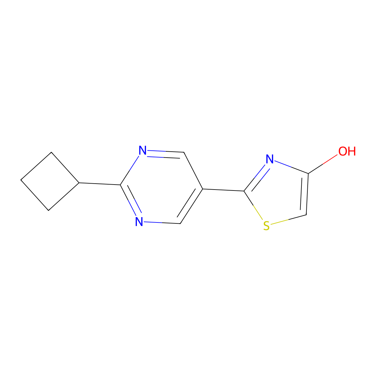 4-Hydroxy-2-(2-cyclobutylpyrimidyl-5-yl)thiazole molecular structure, CAS 1215072-57-3