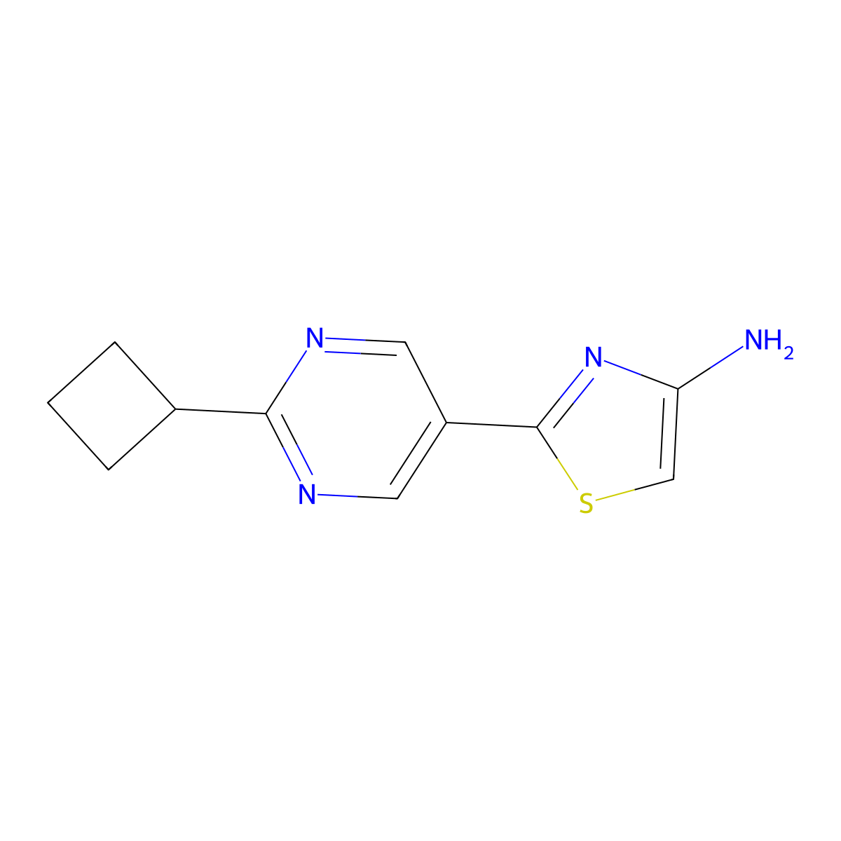 4-Amino-2-(2-cyclobutylpyrimidyl-5-yl)thiazole molecular structure, CAS 1215072-58-4