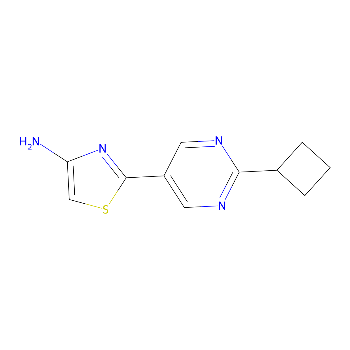 4-Amino-2-(2-cyclobutylpyrimidyl-5-yl)thiazole molecular structure, CAS 1215072-58-4