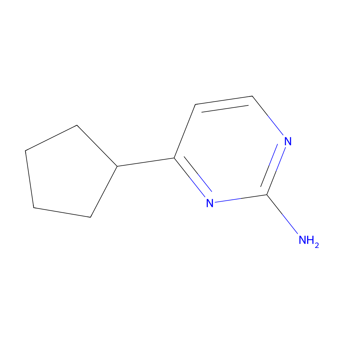 4-Cyclopentylpyrimidin-2-amine molecular structure, CAS 1215072-64-2