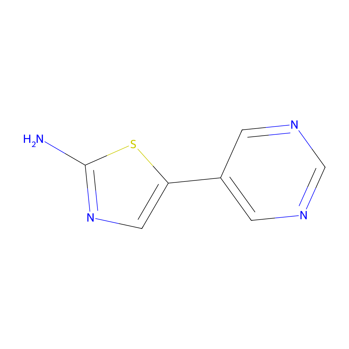 2-Amino-5-(pyrimidyl-5-yl)thiazole molecular structure, CAS 1215072-72-2