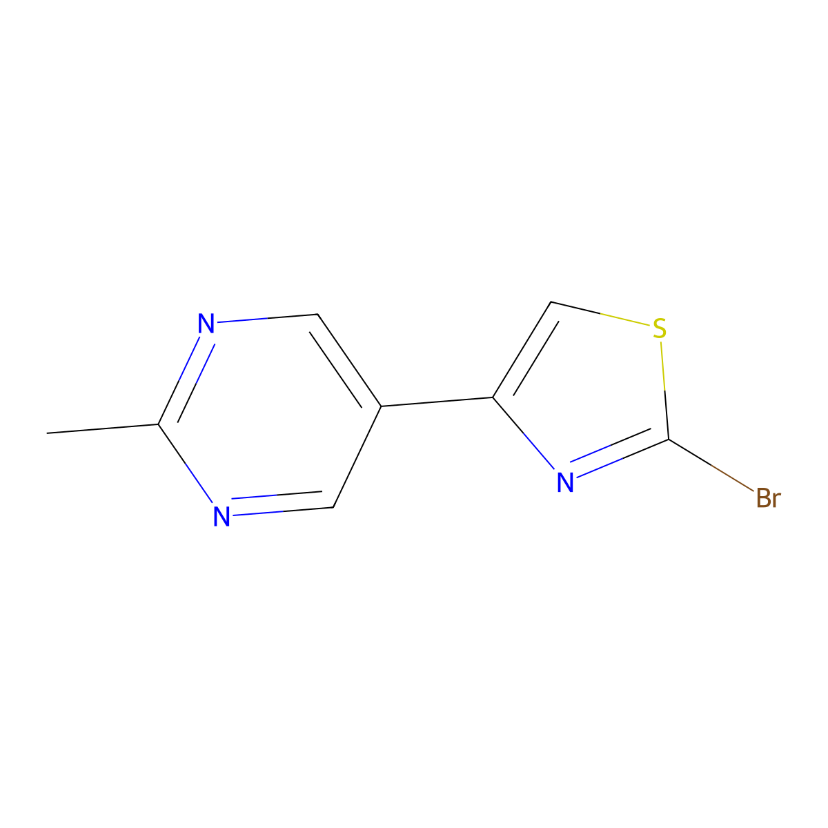 2-Bromo-4-(2-methylpyrimidin-5-yl)thiazole molecular structure, CAS 1215072-77-7