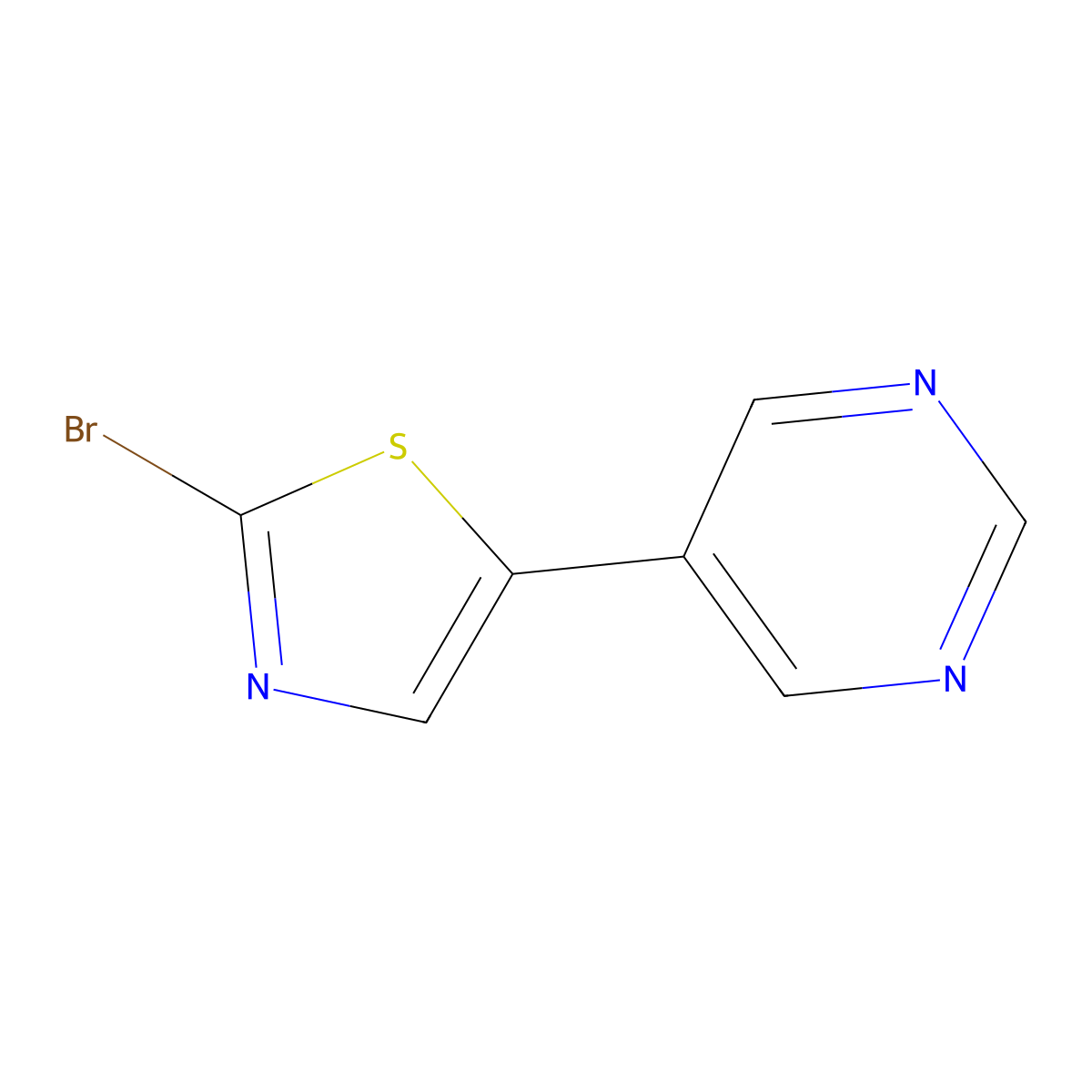 2-Bromo-5-(pyrimidyl-5-yl)thiazole molecular structure, CAS 1215072-78-8