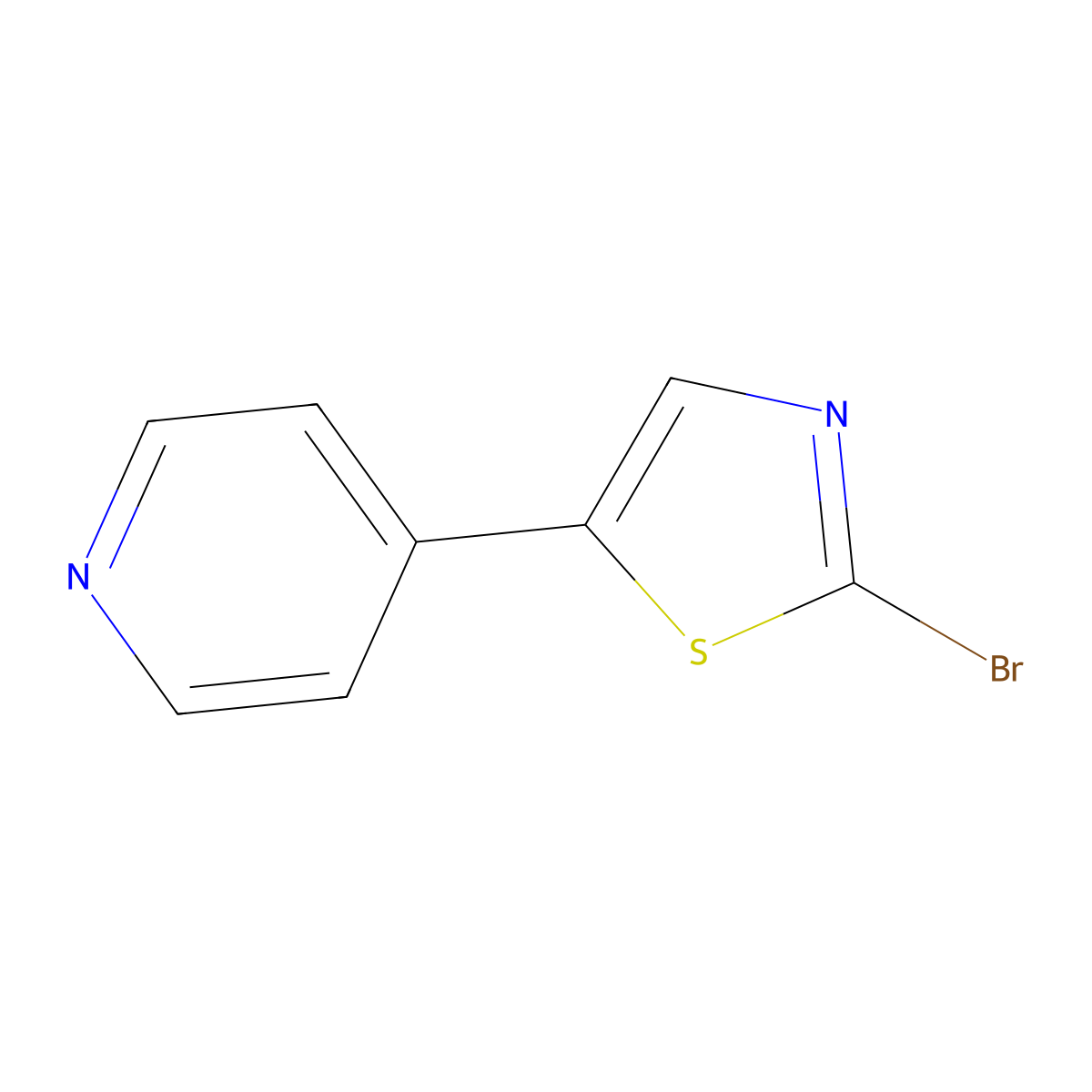 4-(2-Bromo-1,3-thiazol-5-YL)pyridine molecular structure, CAS 1215072-80-2