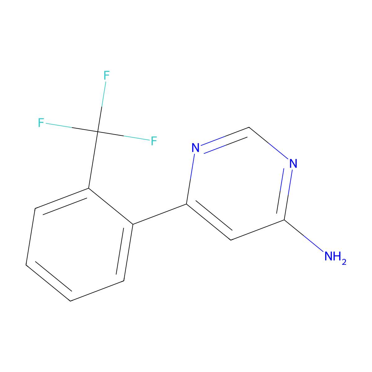 4-Amino-6-(2-trifluoromethylphenyl)pyrimidine molecular structure, CAS 1215072-88-0