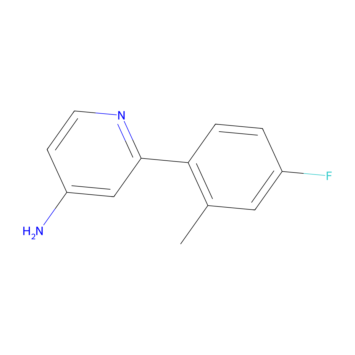 4-Amino-2-(2-methyl-4-fluorophenyl)pyridine molecular structure, CAS 1215072-93-7