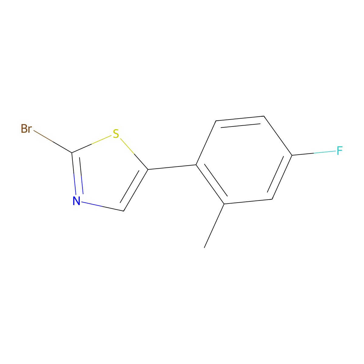 2-Bromo-5-(2-methyl-4-fluorophenyl)thiazole molecular structure, CAS 1215073-06-5