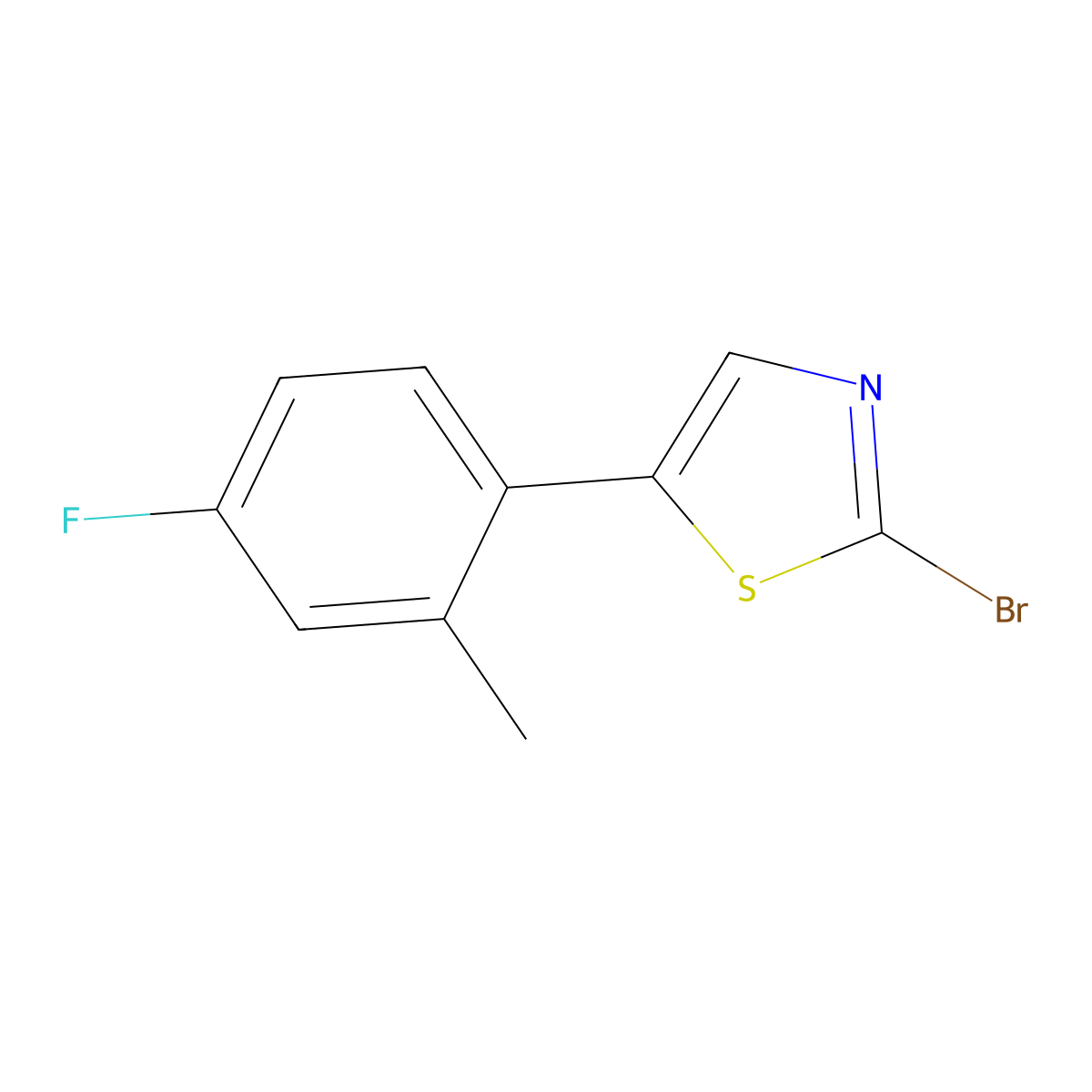 2-Bromo-5-(2-methyl-4-fluorophenyl)thiazole molecular structure, CAS 1215073-06-5